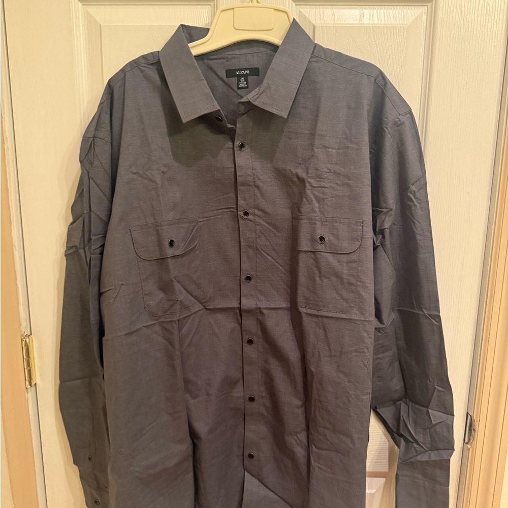 Alfani Men's Button-Up Shirt in Slate Gray